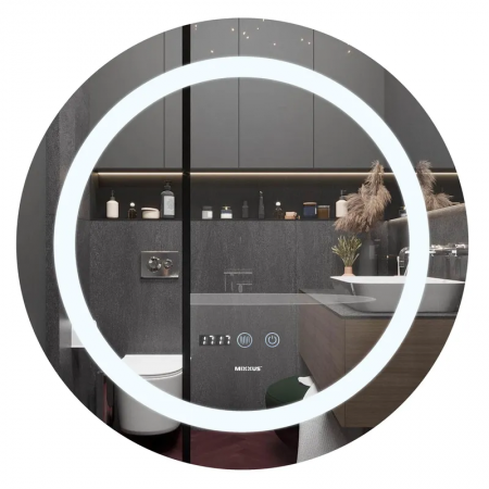 Дзеркало PLAIN MC02-60-CASE 600х600 з Led Touch, Anti-fog, димером, регулятором яскравості, годинником (MI6661)